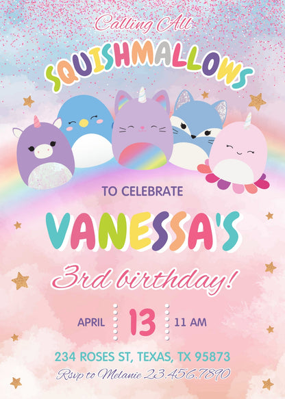 Squishmallows  customizable invitation template | Share or Print |  | RO937