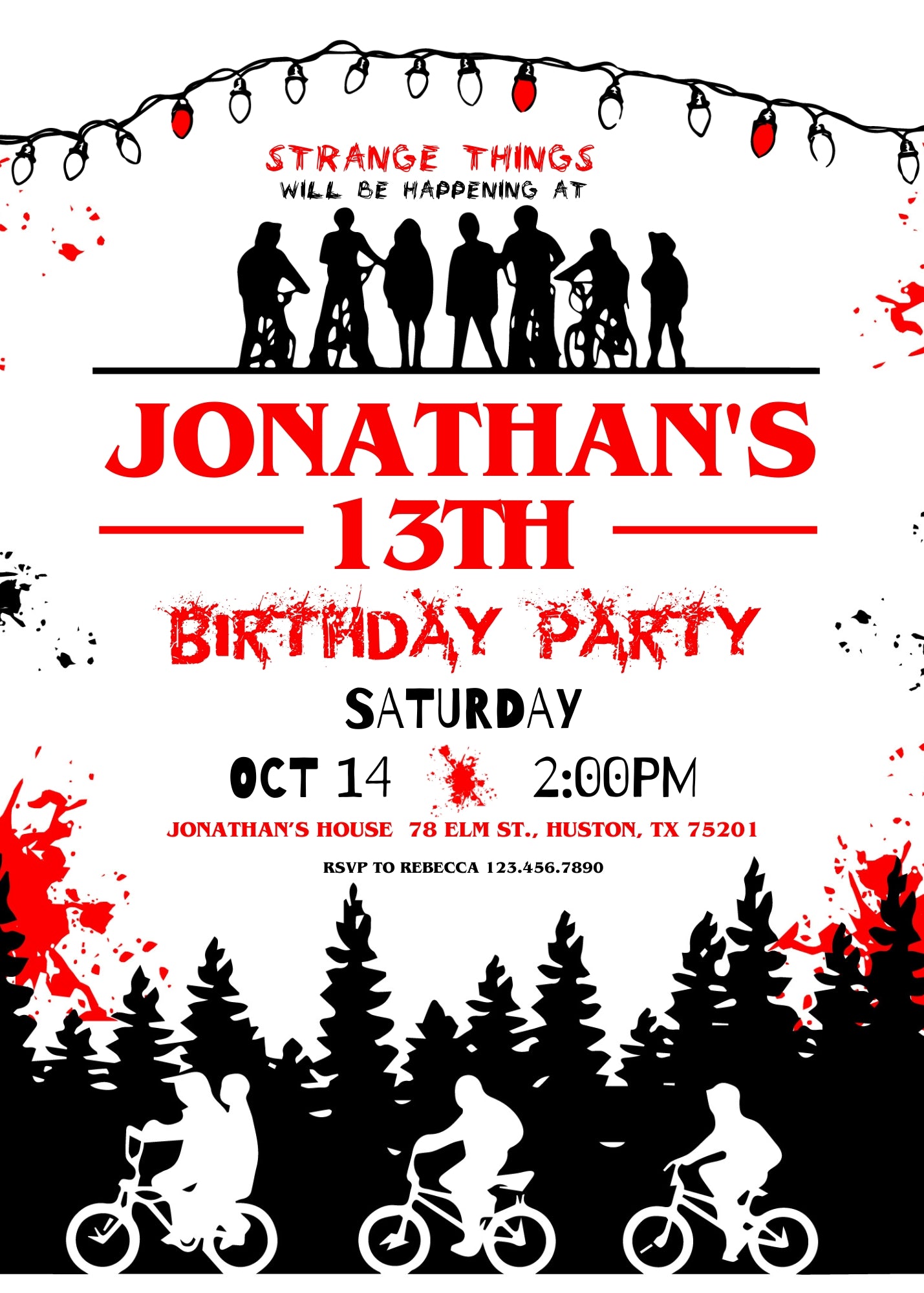 Stranger Things customizable invitation template | Share or Print |  | VB958