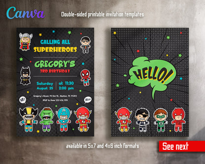 Avengers Marvel Superhero  customizable invitation template | Share or Print | boy | UZ359