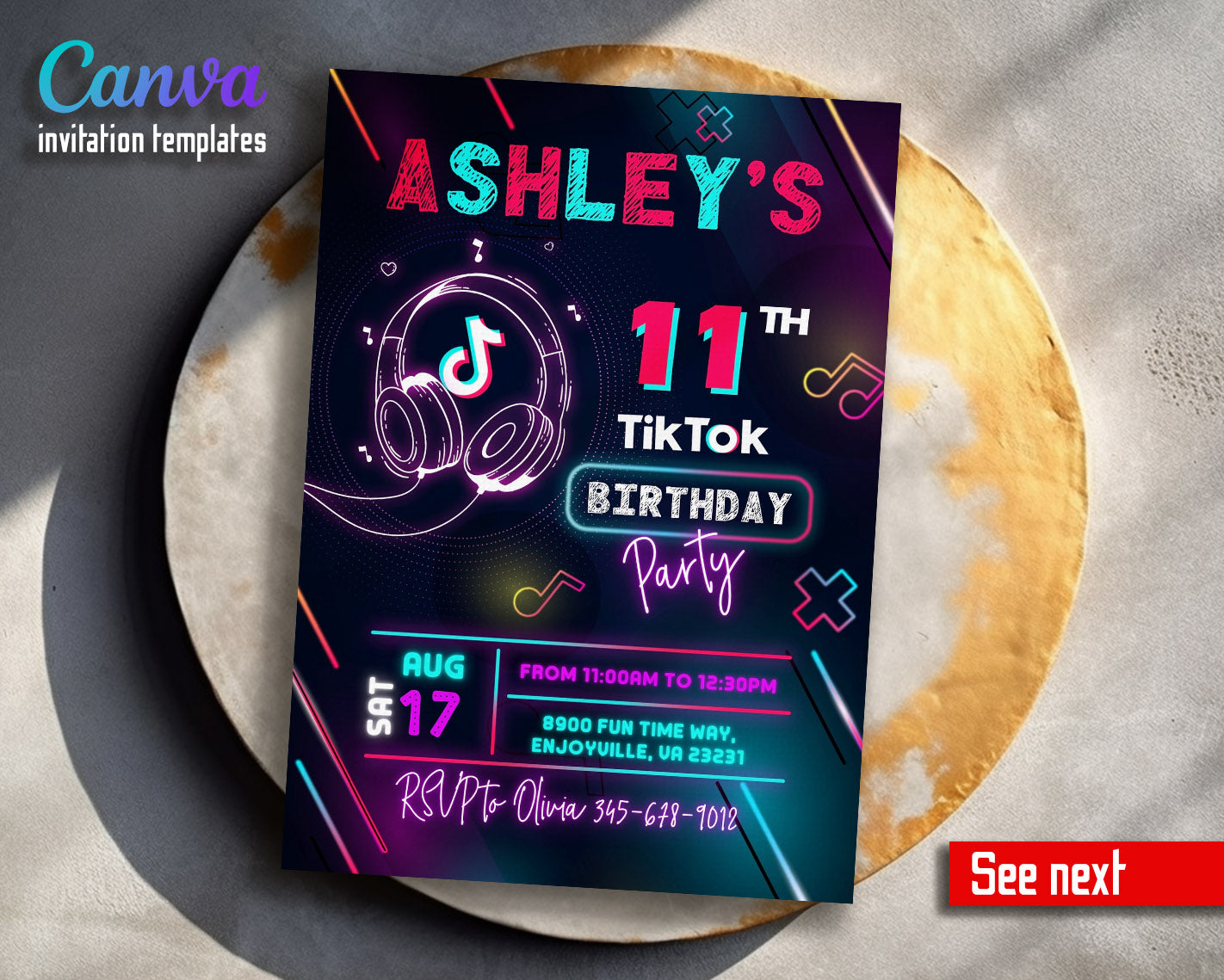 Tik Tok Party customizable invitation template | Share or Print |  | EB595