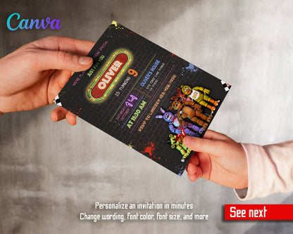 Five Nights at Freddy's customizable invitation template | Share or Print |  | EL503