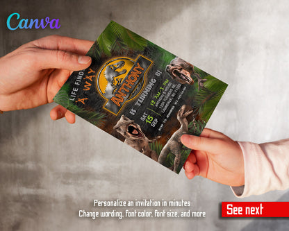 Jurassic World Dinosaur customizable invitation template | Share or Print |  | OV554