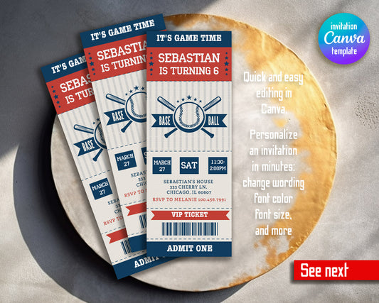 Baseball MLB Sport customizable invitation template | Share or Print | boy | JD596