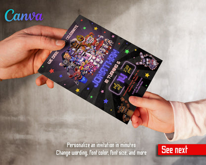 Five Nights at Freddy's customizable invitation template | Share or Print |  | AG443