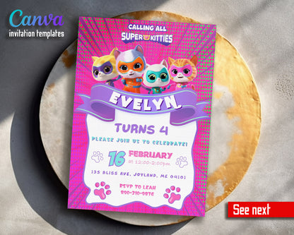 SuperKitties  customizable invitation template | Share or Print |  | AL156