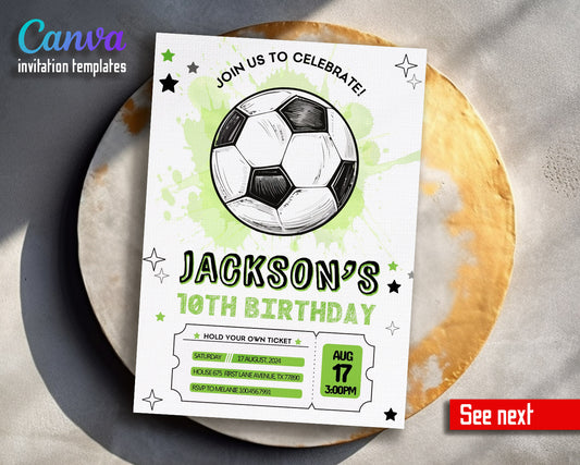 Soccer Champion League FC customizable invitation template | Share or Print | boy | TU881