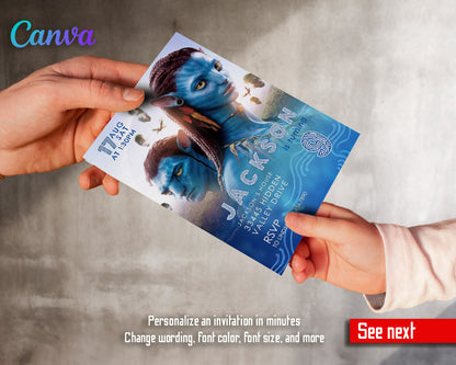 Avatar The Way of Water customizable invitation template | Share or Print |  | UJ622