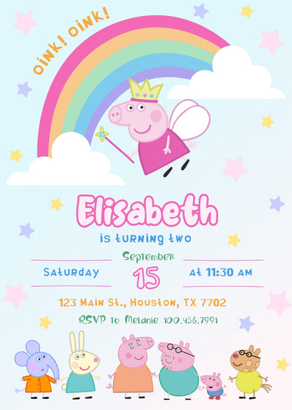 Peppa Pig customizable invitation template | Share or Print | girl | QT639