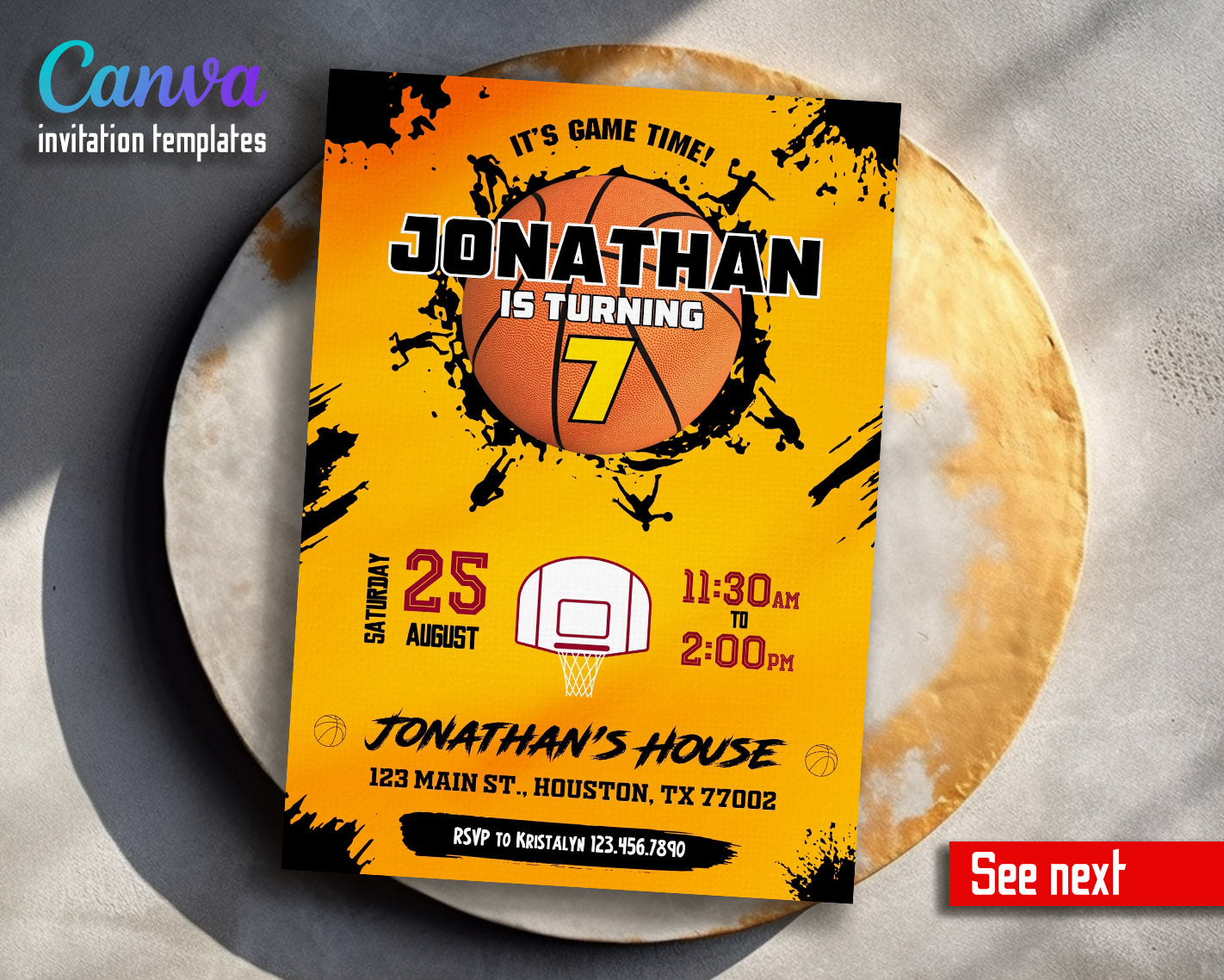 Basketball NBA Slam Dunk  customizable invitation template | Share or Print | boy | CE681