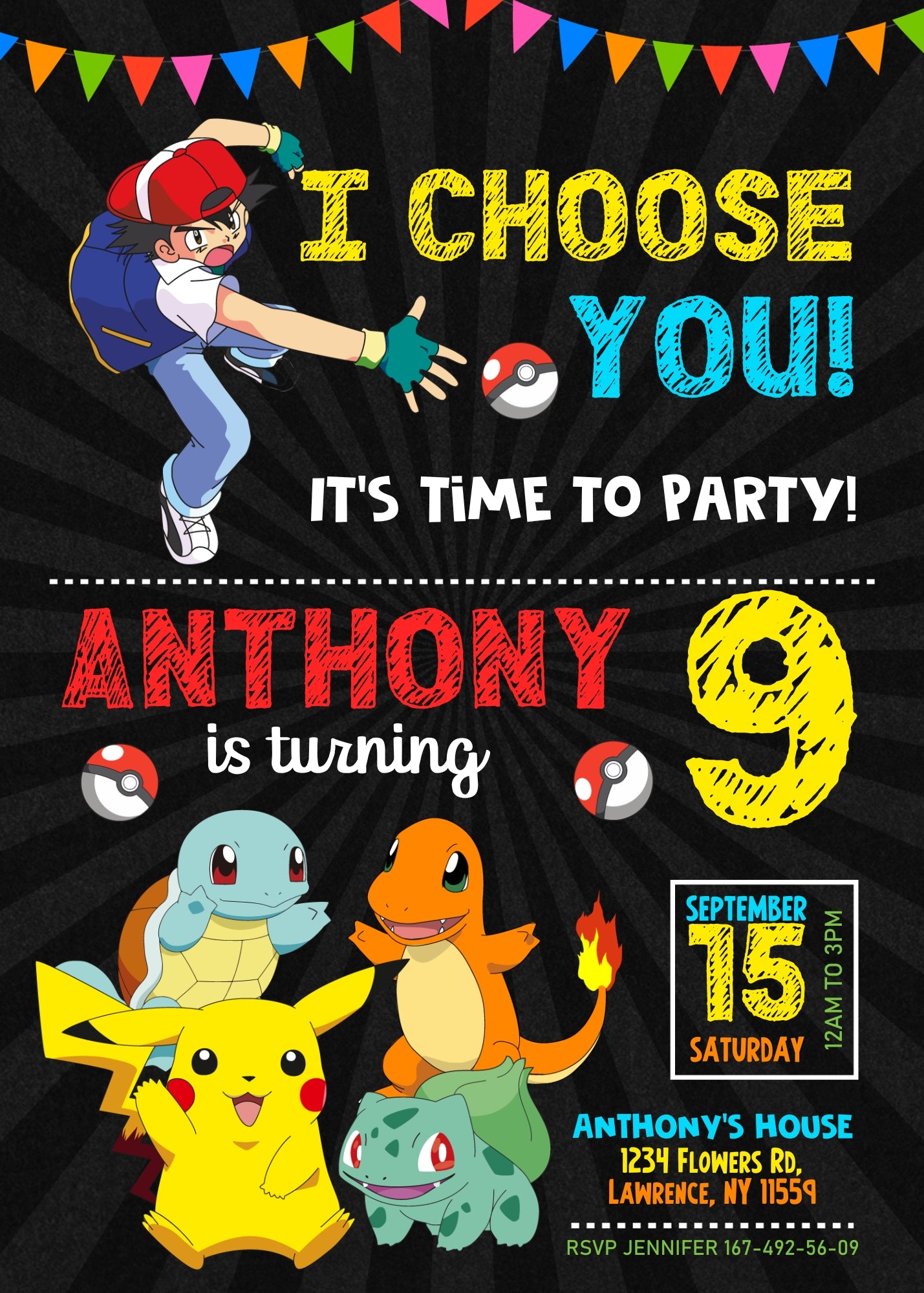 Pokemon customizable invite template | instant download | Share or Print | BP278