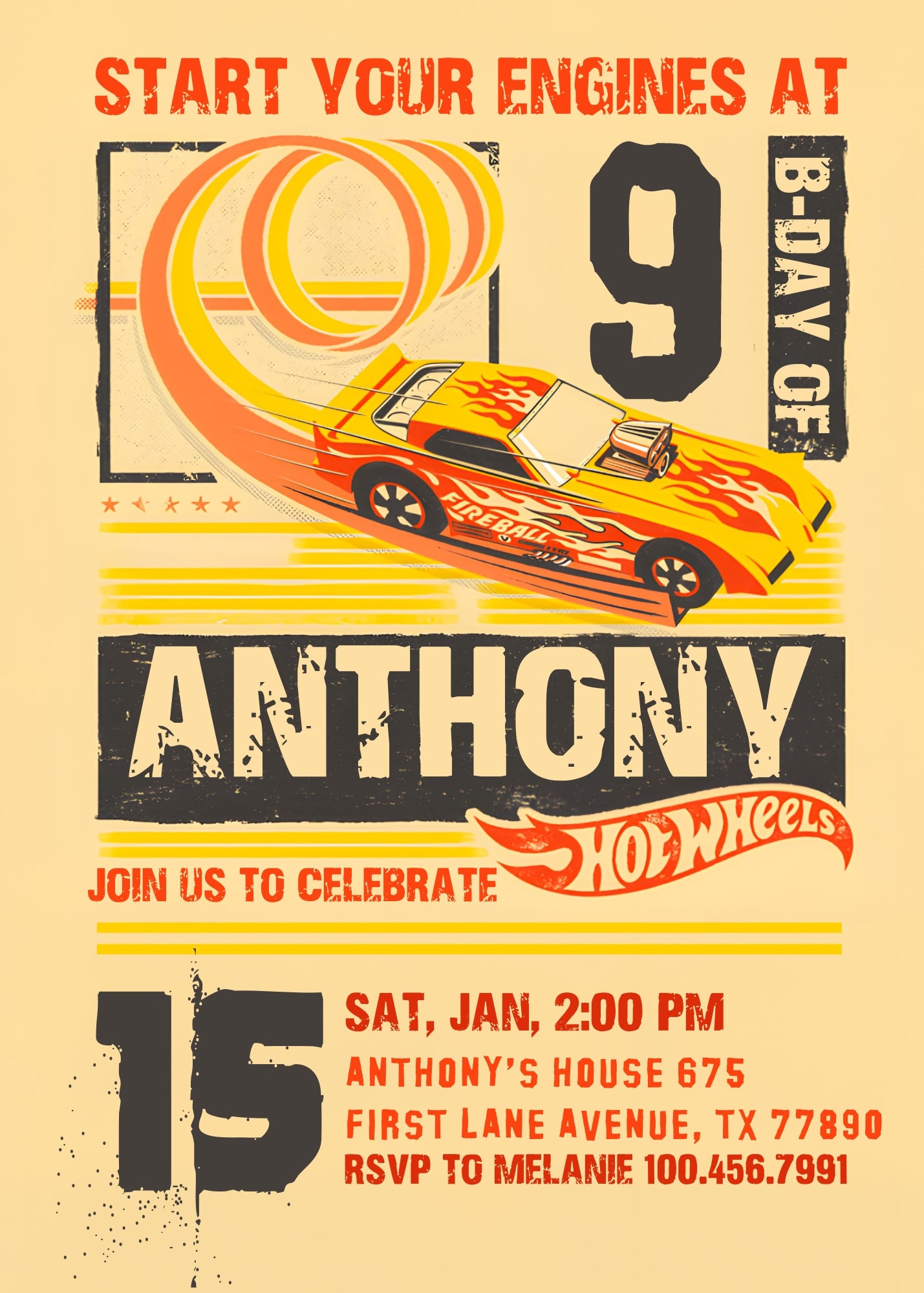 Hot Wheels Racing  customizable invitation template | Share or Print | boy | YW913