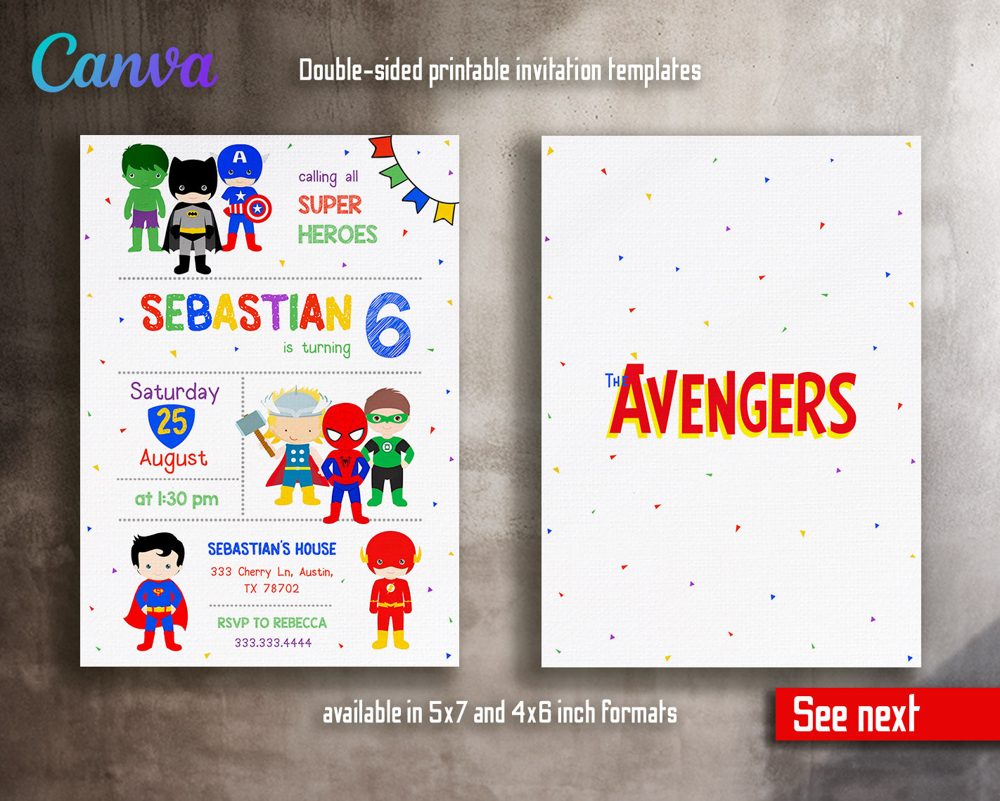 Avengers Marvel Superhero  customizable invitation template | Share or Print | boy | CA041