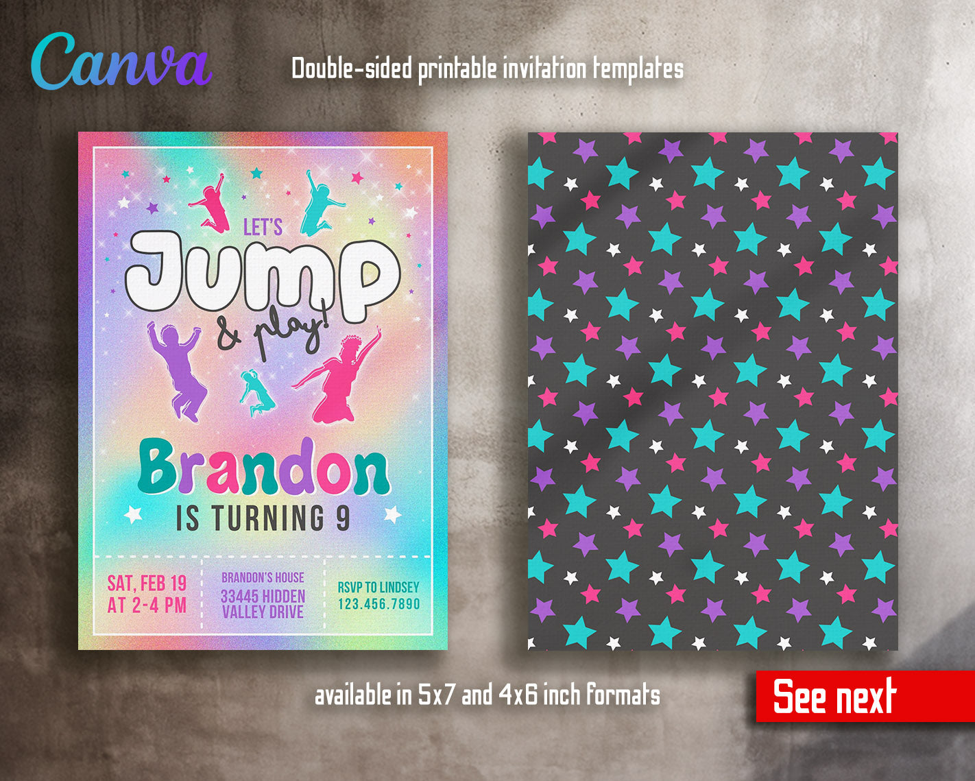 Trampoline Jump Party  customizable invitation template | Share or Print |  | GF637