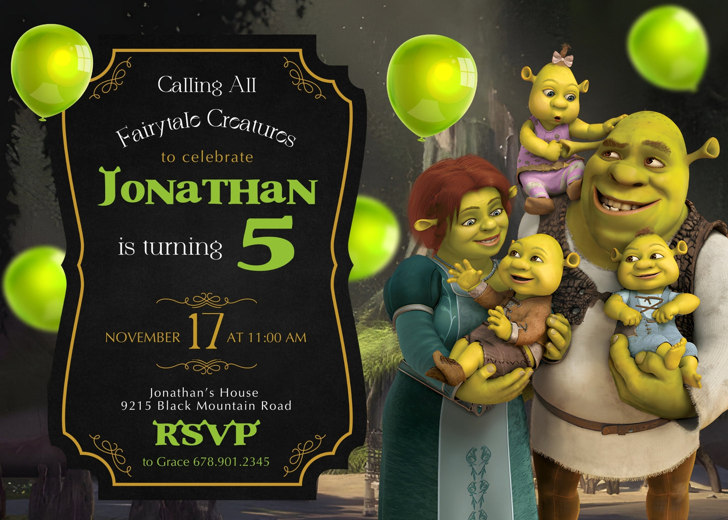 Shrek  customizable invitation template | Share or Print |  | WA224