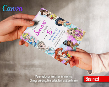 Disney Princess  customizable invitation template | Share or Print | girl | KS994