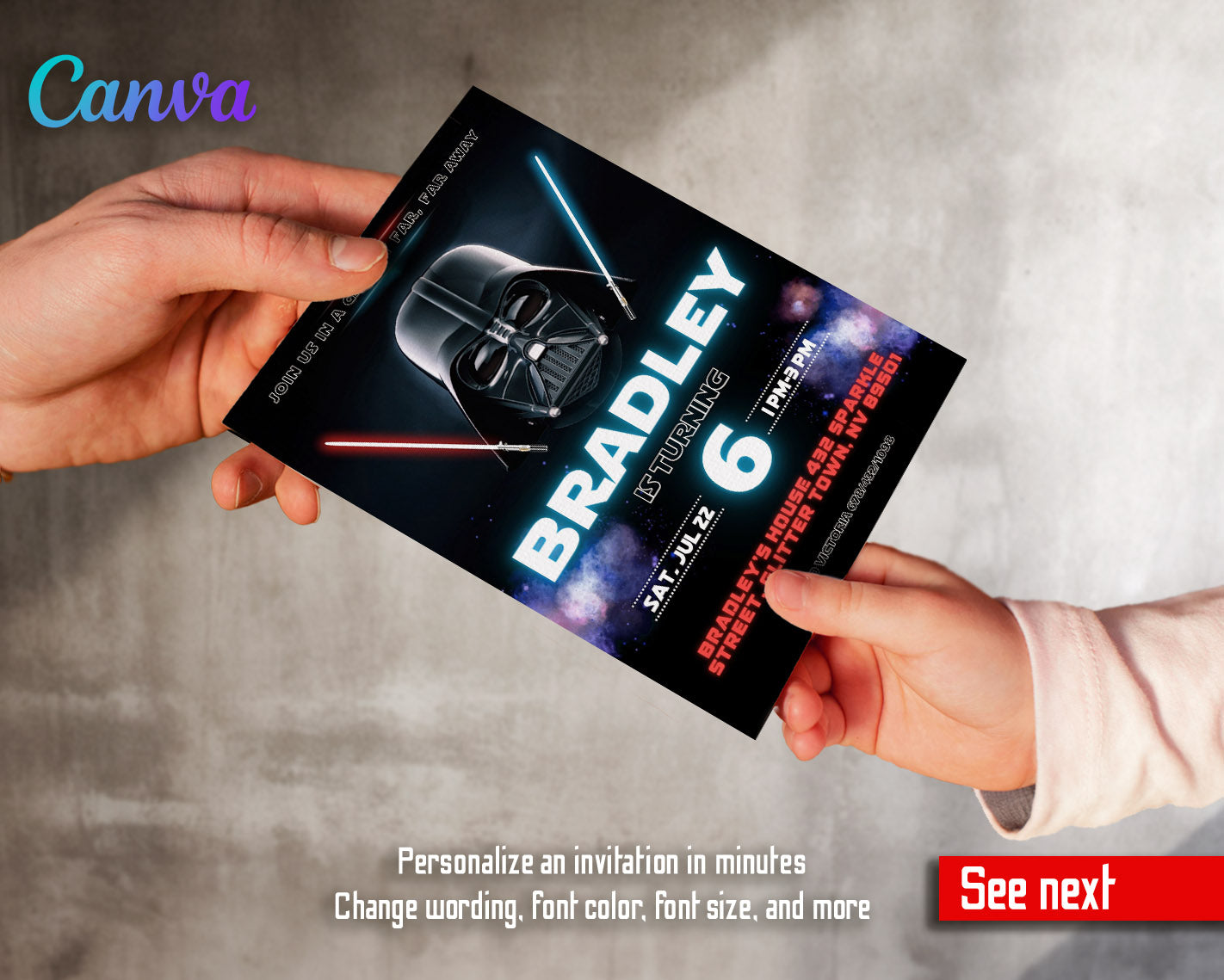 Star Wars Darth Vader customizable invitation template | Share or Print | boy | BC710