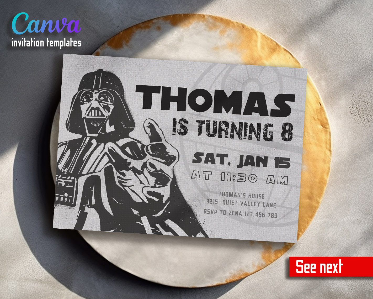 Star Wars Darth Vader  customizable invitation template | Share or Print | boy | FW606