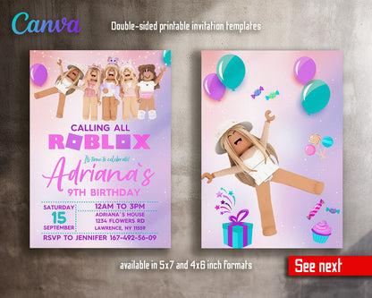 Roblox Gamer customizable invitation template | Share or Print | | EQ328