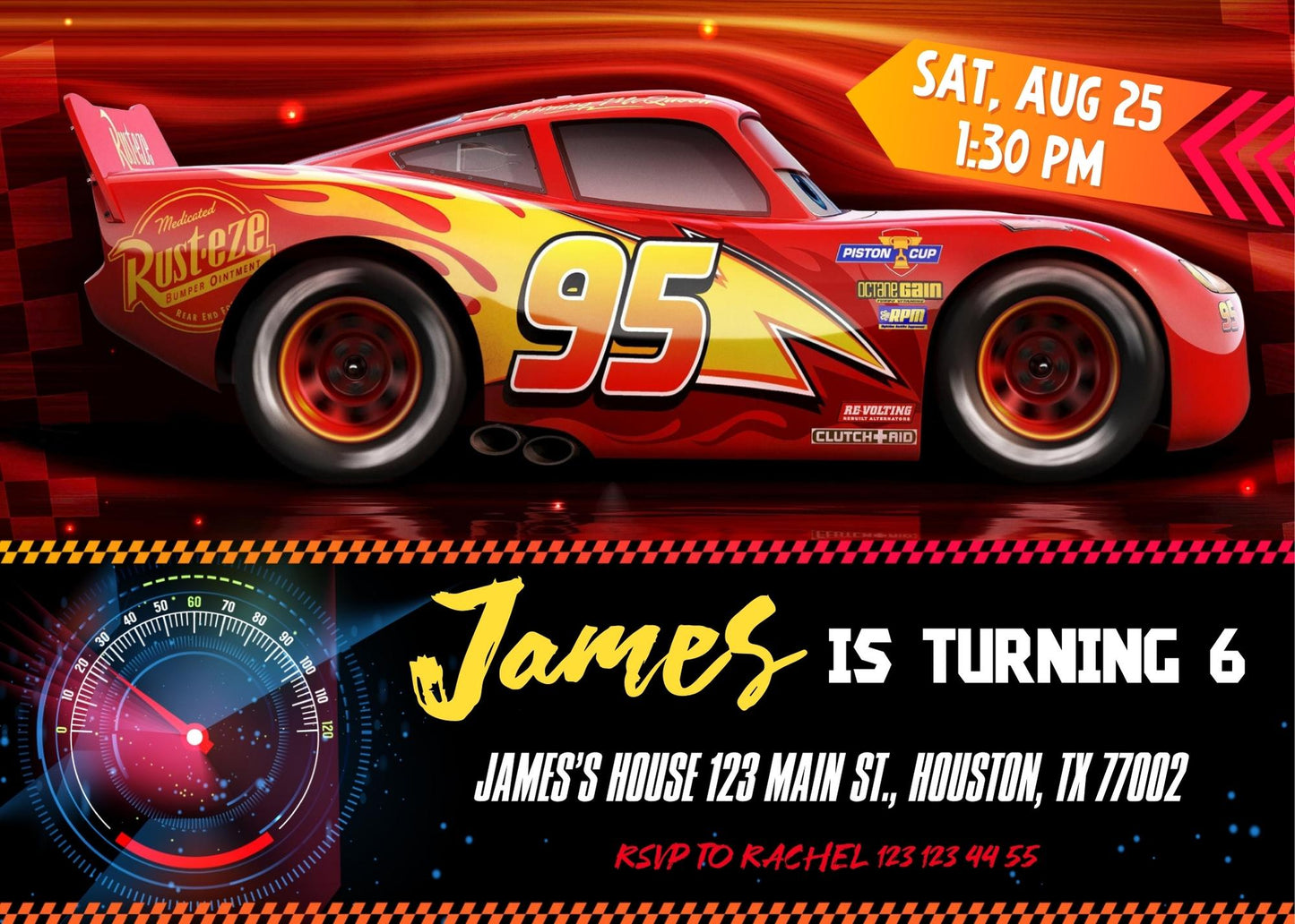 Cars Lighting McQueen customizable invite template | instant download | Share or Print | XY830