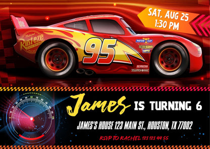 Cars Lighting McQueen customizable invite template | instant download | Share or Print | XY830