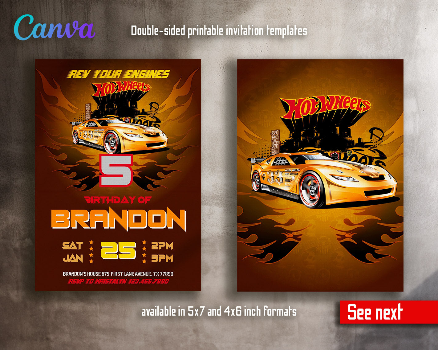 Hot Wheels Racing  customizable invitation template | Share or Print | boy | RE966