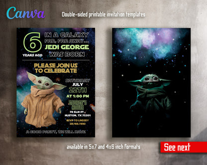 Baby Yoda Grogu Star Wars Mandalorian  customizable invitation template | Share or Print | boy | FK709