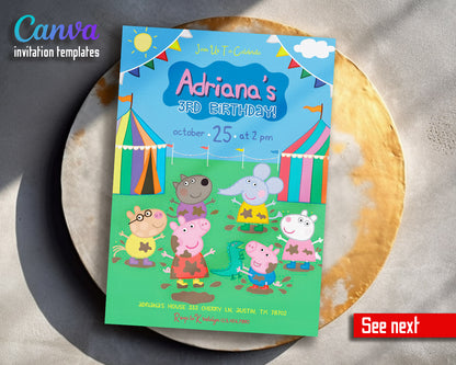 Peppa Pig customizable invitation template | Share or Print | girl | VK010