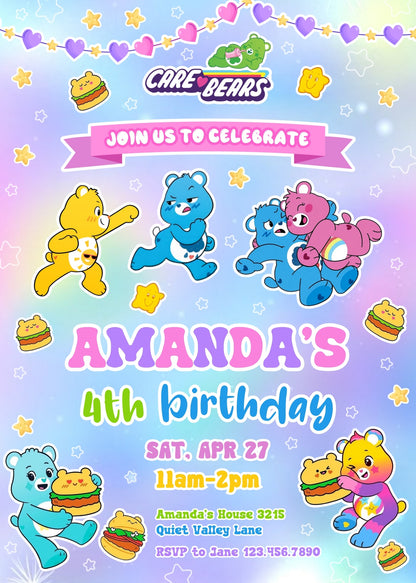 Care Bears  customizable invitation template | Share or Print |  | SA673