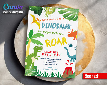 Dinosaur T-Rex customizable invitation template | Share or Print |  | FR919