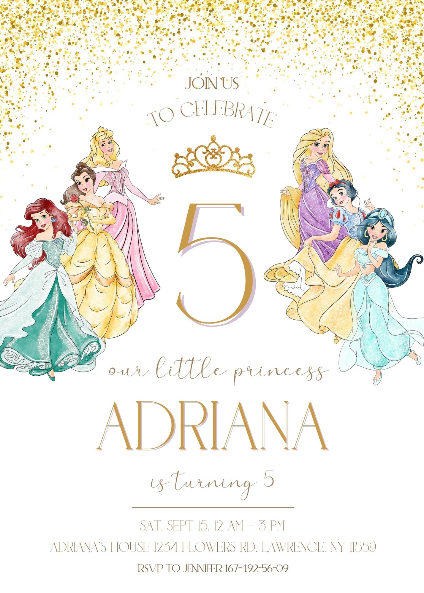 Princess Disney customizable invite template girl | instant download | Share or Print | BM488