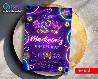 Lets Glow Crazy  customizable invitation template | Share or Print |  | JR467