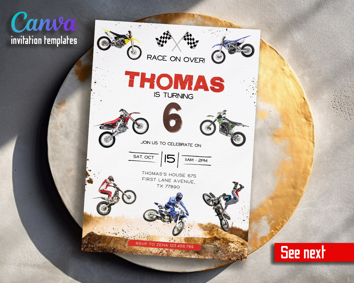 Motocross Extreme customizable invitation template | Share or Print |  | XR791