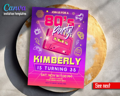 80th Eightieth Party Disco customizable invitation template | Share or Print |  | PN866