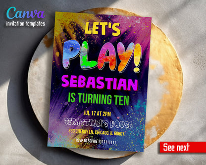 Play Party Gamer customizable invitation template | Share or Print |  | WB957