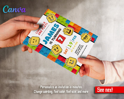 Lego Minifigures  customizable invitation template | Share or Print |  | DA602