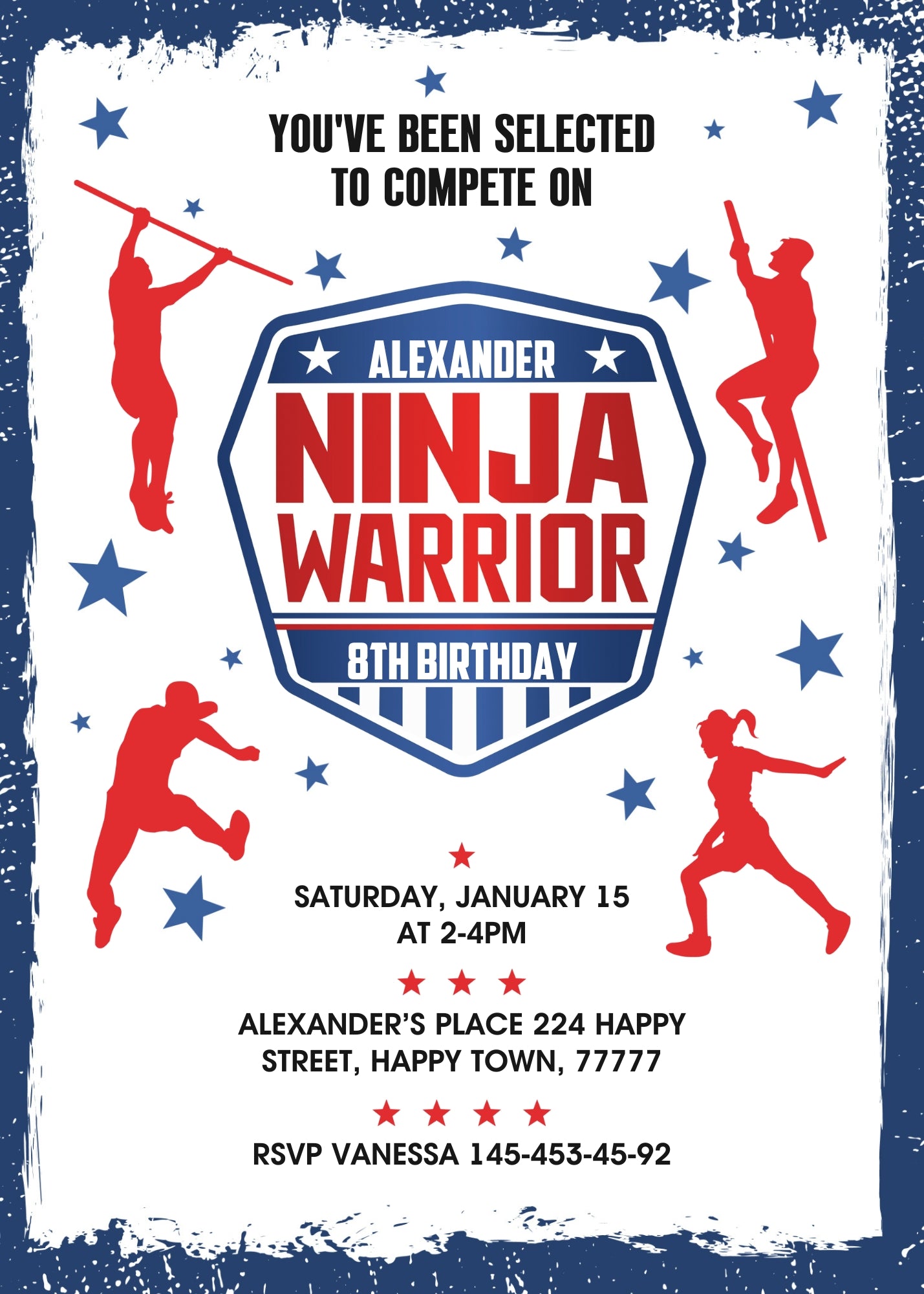 American Ninja Warrior customizable invitation template | Share or Print |  | BJ665