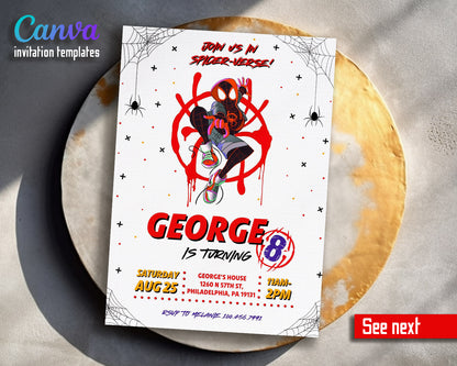 Spider Man Across the Spider-Verse customizable invitation template | Share or Print | boy | PD436