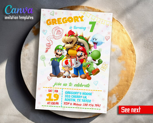 Super Mario Bros  customizable invitation template | Share or Print |  | GJ368