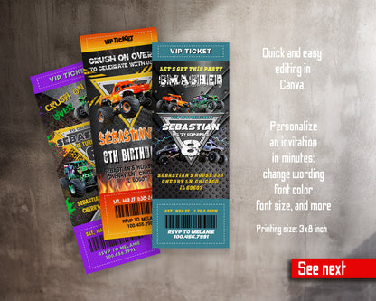 Monster Jam  Monster Truck customizable invitation template | Share or Print | boy | BG623