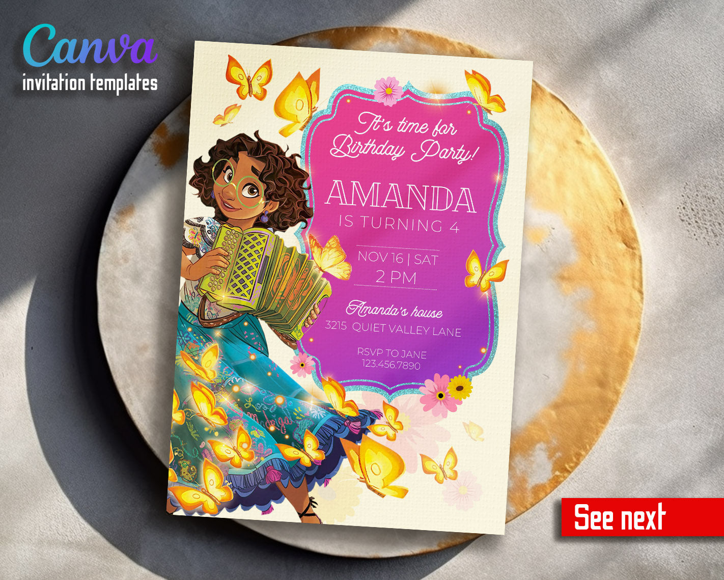 Encanto Mirabel customizable invitation template | Share or Print | girl | SU100