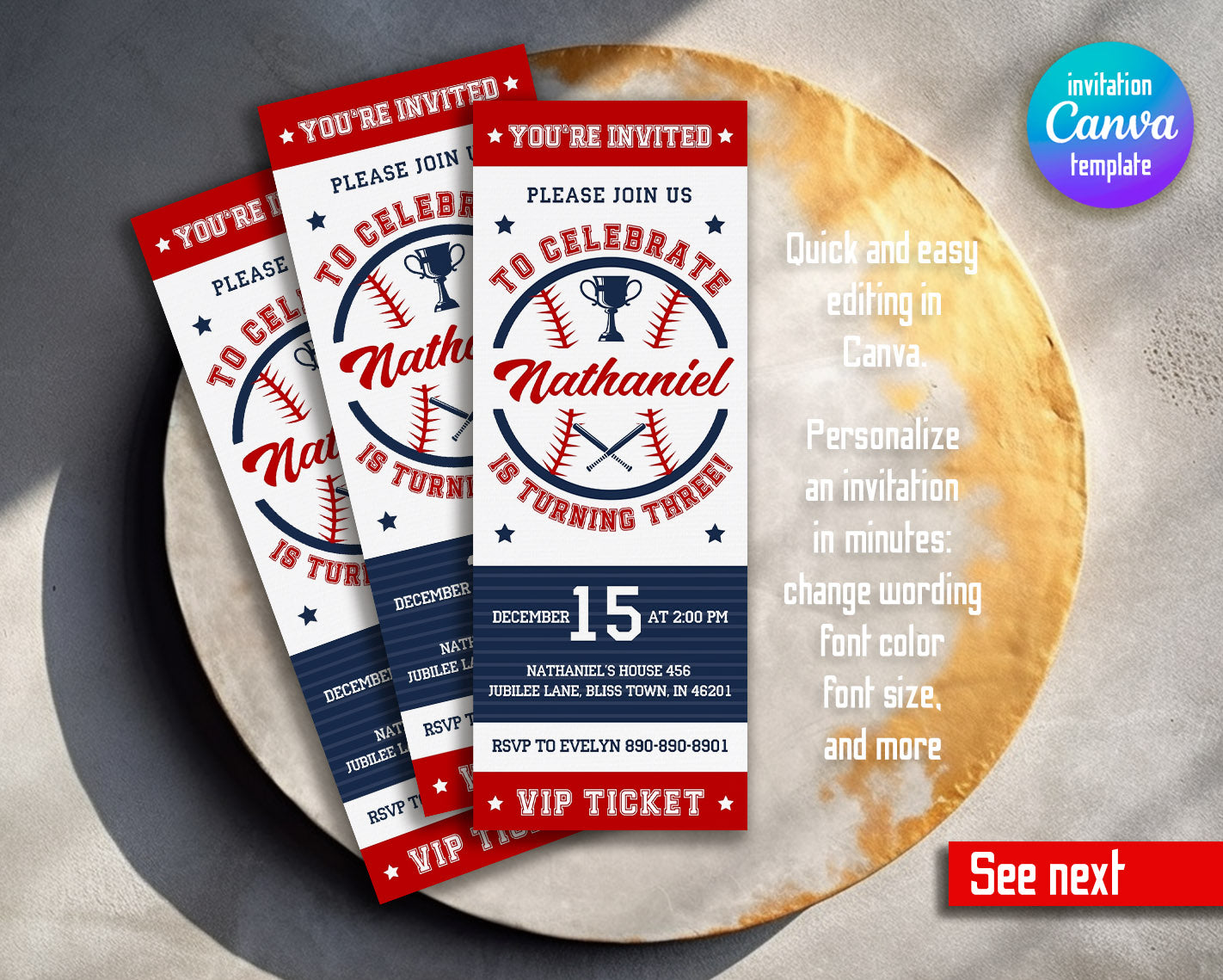 Baseball MLB Sport customizable invitation template | Share or Print | boy | JF527