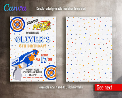 NERF Dart Wars  customizable invitation template | Share or Print | boy | XY304