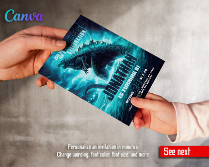 Godzilla and King Kong  customizable invitation template | Share or Print |  | CC922