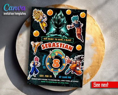 Dragon Ball Z Anime  customizable invitation template | Share or Print | boy | KE019