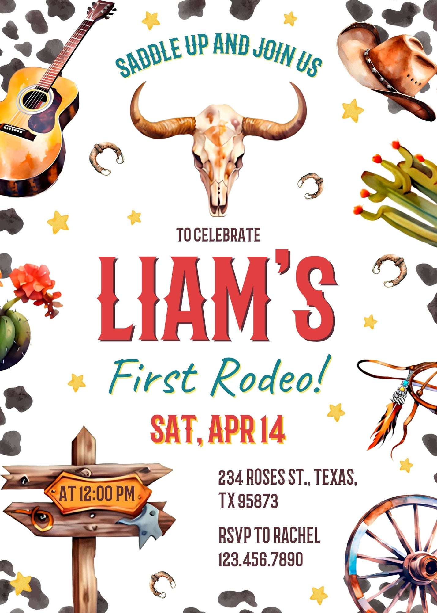 Cowboy Rodeo customizable invitation template | Share or Print | boy | XE599