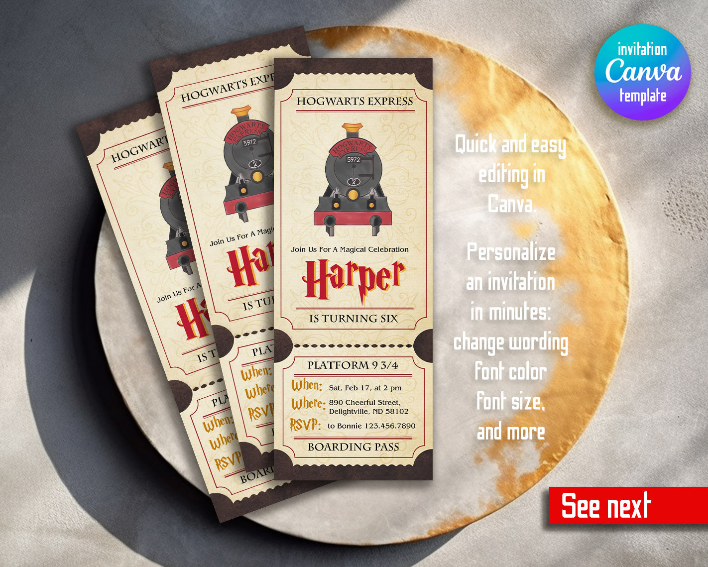 Harry Potter Hogwarts customizable invitation template | Share or Print |  | CS973