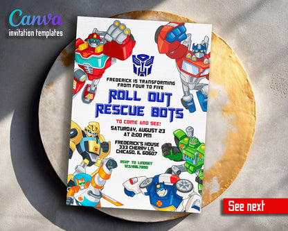 Transformers Rescue Bots  customizable invitation template | Share or Print | boy | BO068