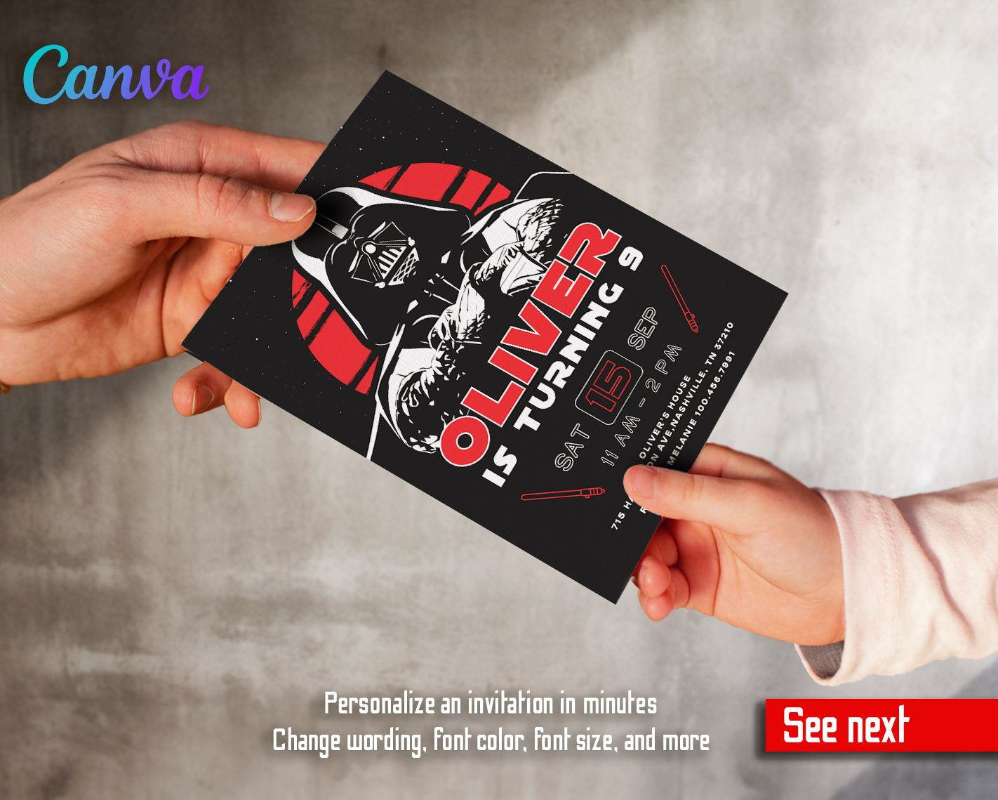 Star Wars Darth Vader  customizable invitation template | Share or Print | boy | RP472