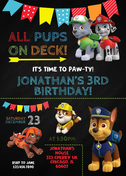 PAW Patrol customizable invitation template | Share or Print | | VR047