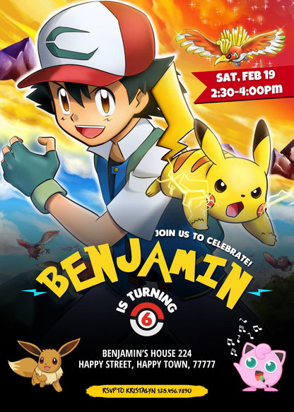 Pokemon Pikachu  customizable invitation template | Share or Print |  | RL851